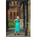 Boho Style Ukrainian Embroidered Maxi Narrow Dress Mint